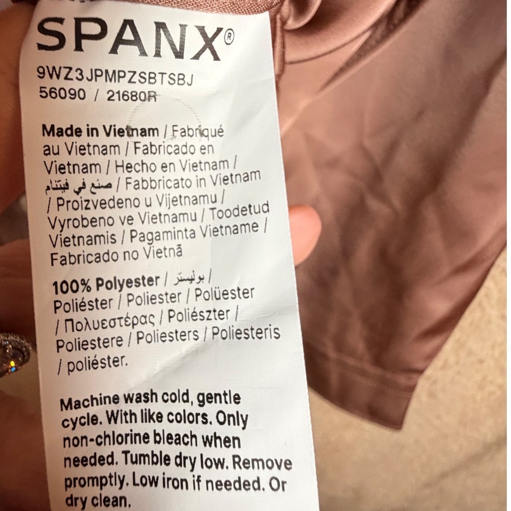 SPANX Better Than Silk Button Down Satin Blouse Cafe Au Lait Brown L - Picture 5 of 12